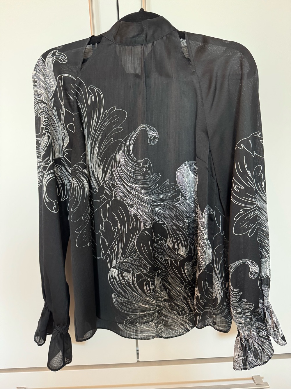 Ted Baker Black Blouse with Silver Floral Swirl Print - Picture 4 of 6